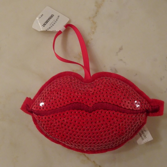 Target Other - Cherry Red Stuffed Sequin Pout Lips Valentine's Day Kiss XO Ornament Decoration